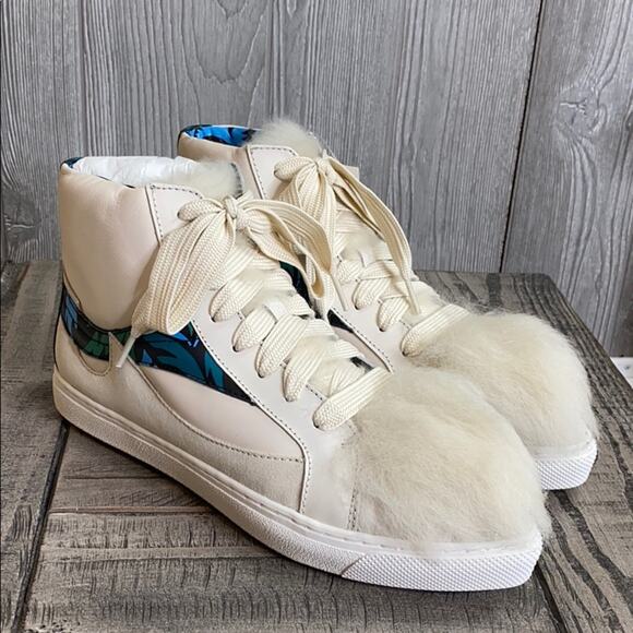 Coach Sheep Sherling Pointy Toe High Top Sneakers - Picture 2 of 8